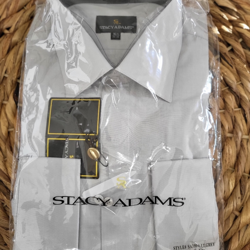 Stacy Adam's Men's Lt. Gray Dress Shirt, Size 16.5 / 34-35